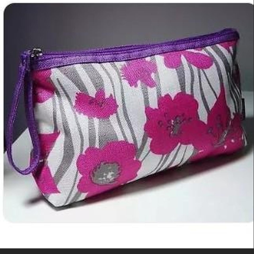 Floral Pink and Purple Women's Makeup Bag
